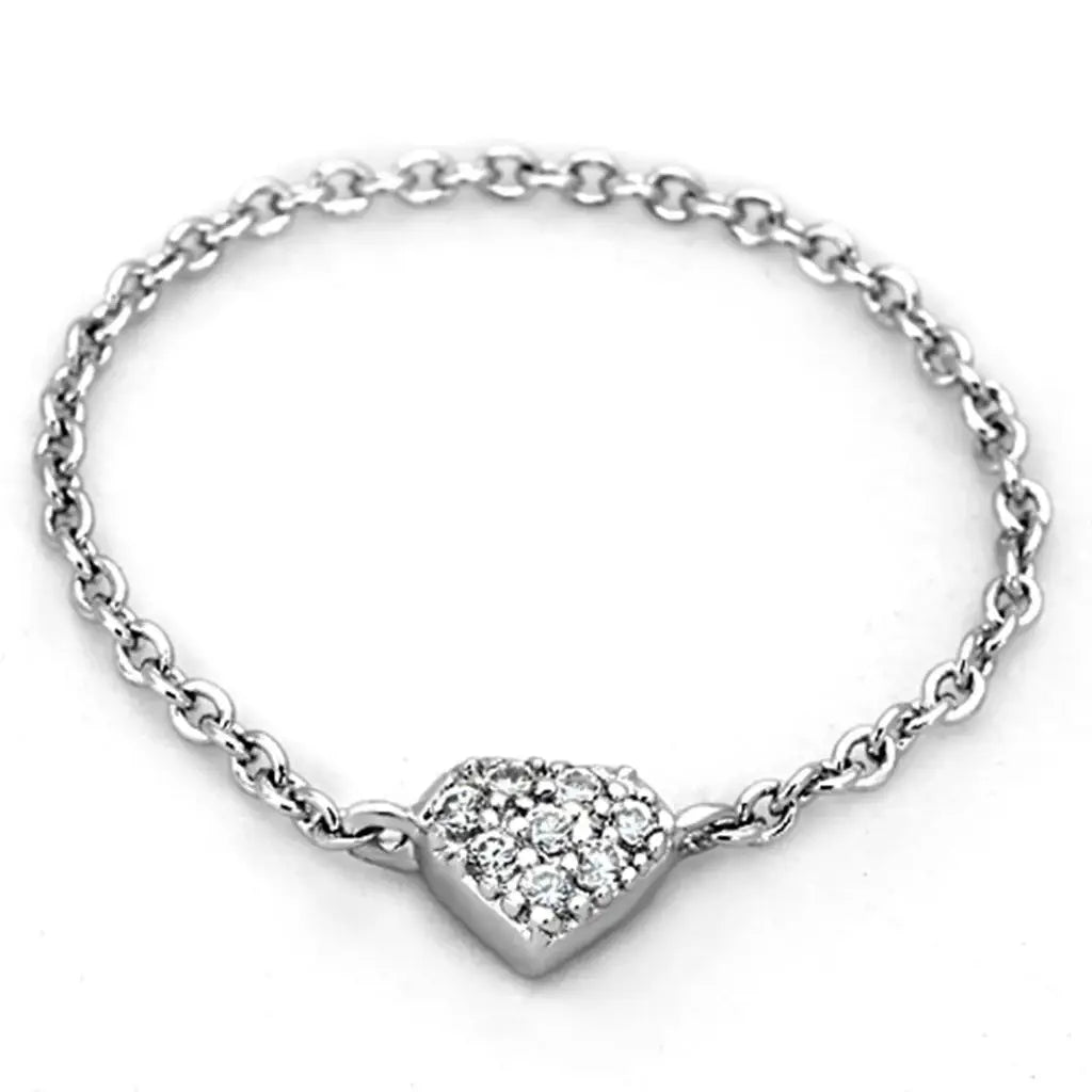 3W518 - Rhodium Brass Ring with AAA Grade CZ in Clear - Alamode - Flyclothing LLC