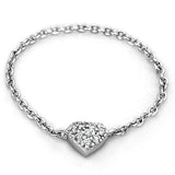 3W518 - Rhodium Brass Ring with AAA Grade CZ  in Clear - Alamode