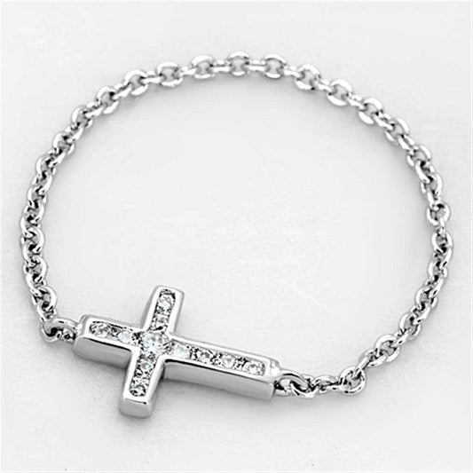 3W519 - Rhodium Brass Ring with AAA Grade CZ in Clear - Alamode - Flyclothing LLC