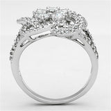 3W523 - Rhodium Brass Ring with AAA Grade CZ  in Clear - Alamode