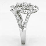 3W523 - Rhodium Brass Ring with AAA Grade CZ in Clear - Alamode - Flyclothing LLC