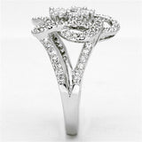3W523 - Rhodium Brass Ring with AAA Grade CZ  in Clear - Alamode