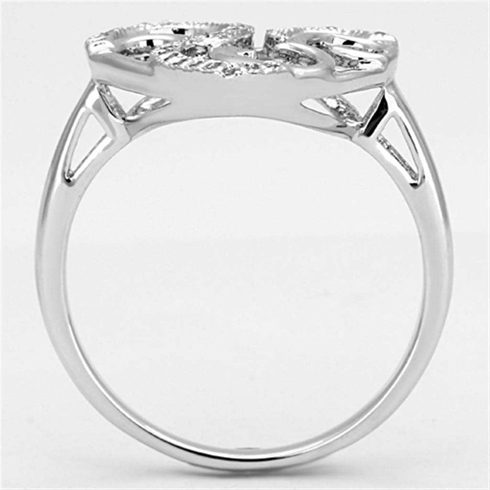 3W524 - Rhodium Brass Ring with AAA Grade CZ in Clear - Alamode - Flyclothing LLC