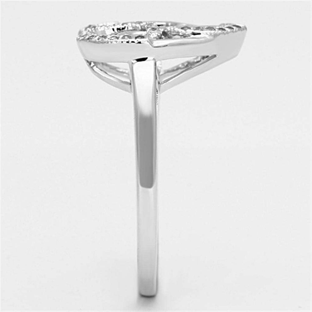 3W524 - Rhodium Brass Ring with AAA Grade CZ in Clear - Alamode - Flyclothing LLC