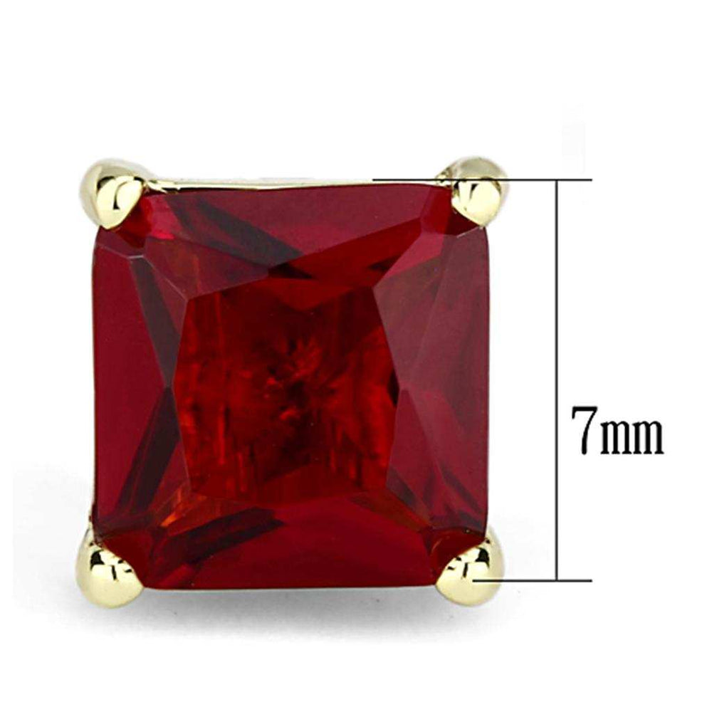 3W536 - Gold Brass Earrings with Synthetic Synthetic Glass in Siam - Alamode - Flyclothing LLC