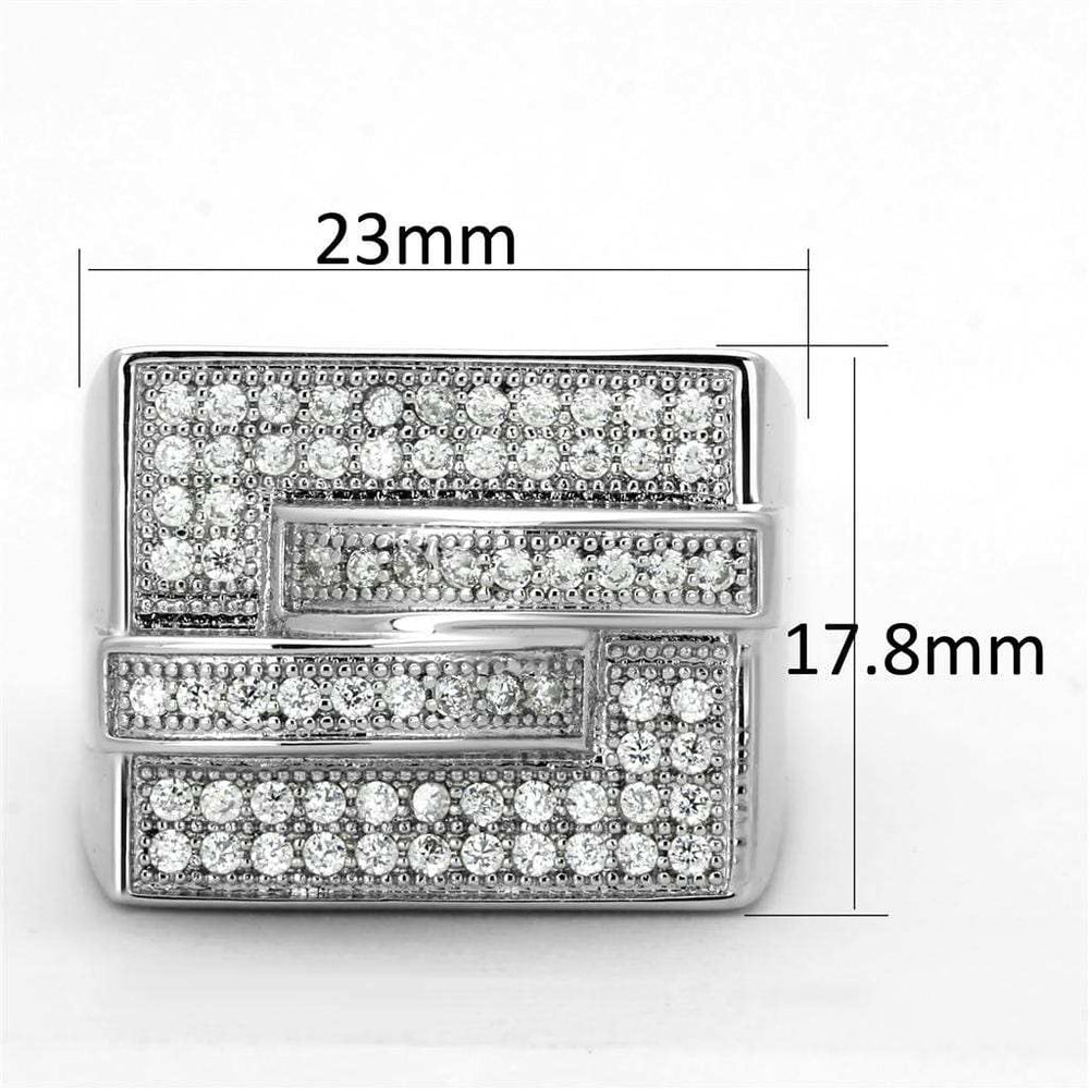 3W562 - Rhodium Brass Ring with AAA Grade CZ in Clear - Alamode - Flyclothing LLC