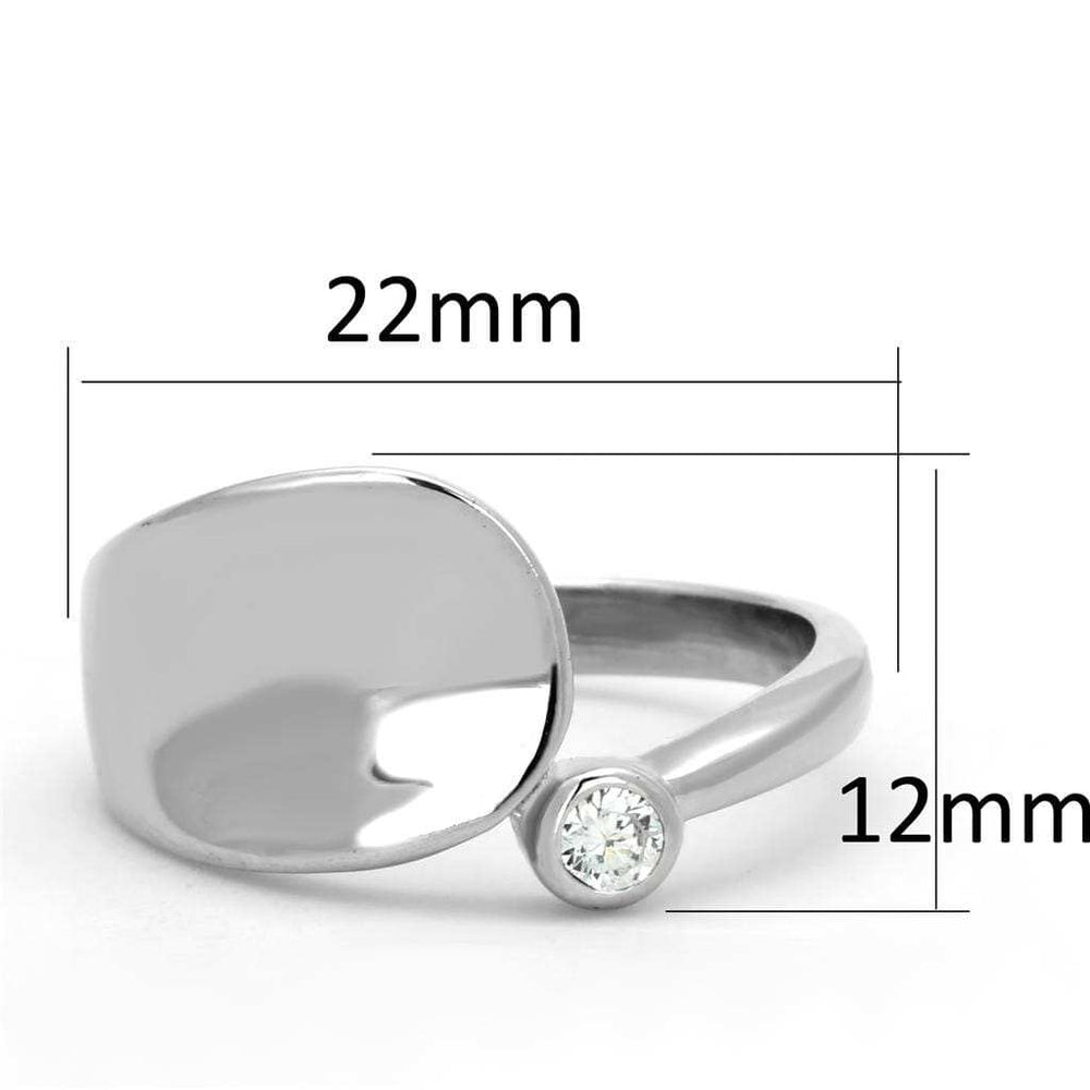 3W566 - Rhodium Brass Ring with AAA Grade CZ in Clear - Alamode - Flyclothing LLC