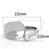 3W566 - Rhodium Brass Ring with AAA Grade CZ  in Clear - Alamode