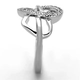 3W569 - Rhodium Brass Ring with AAA Grade CZ in Clear - Alamode - Flyclothing LLC