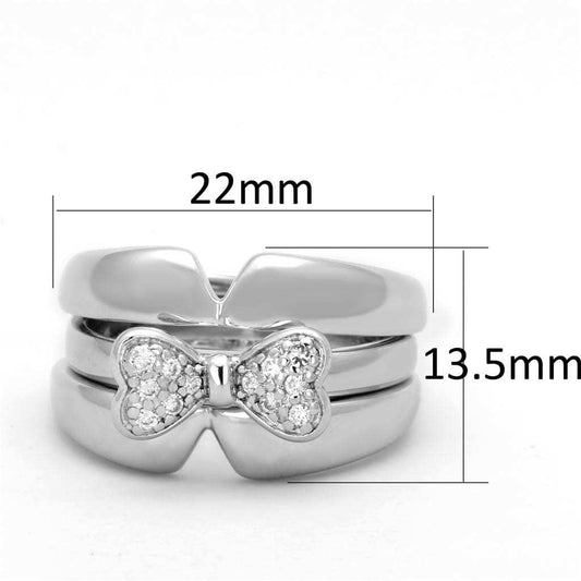 3W571 - Rhodium Brass Ring with AAA Grade CZ in Clear - Alamode - Flyclothing LLC