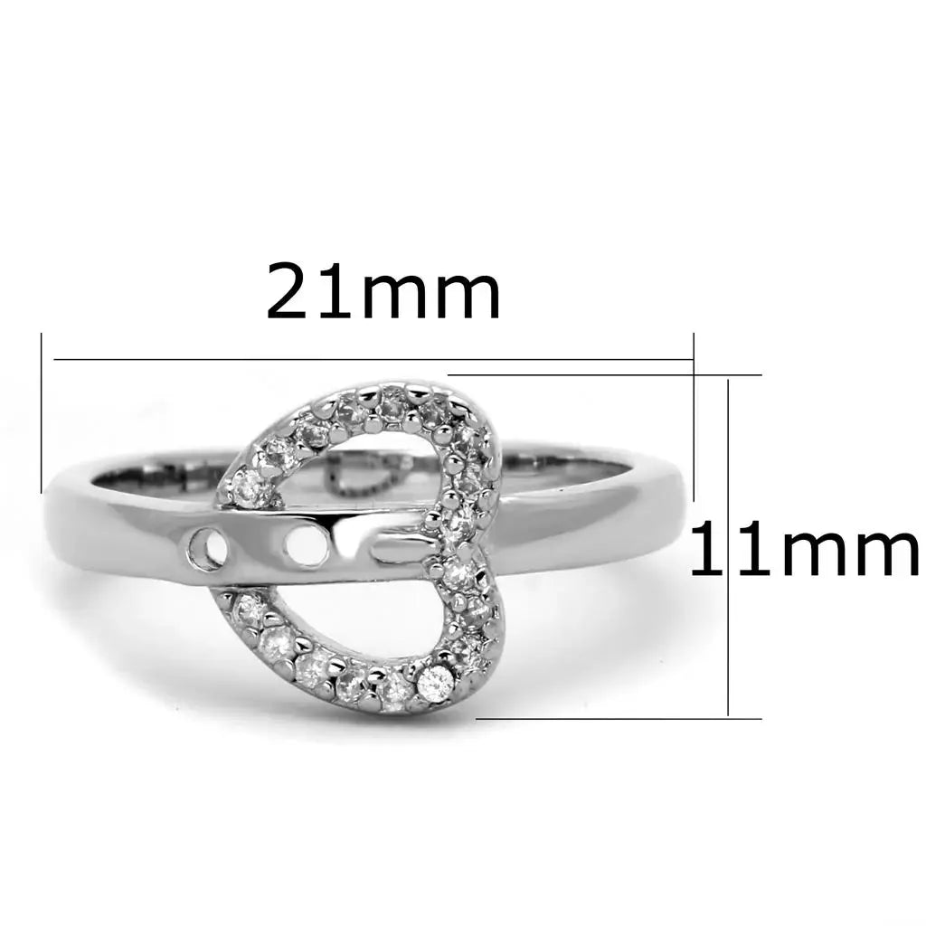 3W573 - Rhodium Brass Ring with AAA Grade CZ in Clear - Alamode - Flyclothing LLC