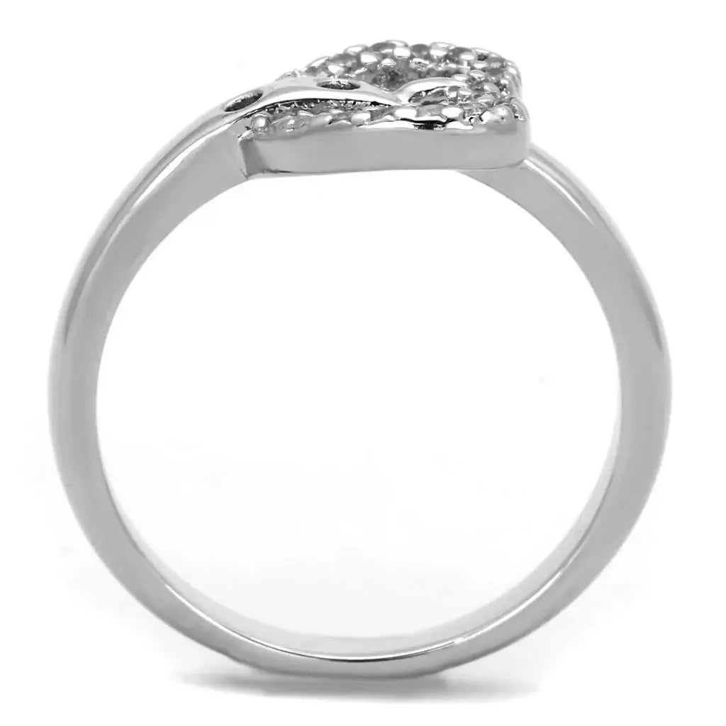 3W573 - Rhodium Brass Ring with AAA Grade CZ in Clear - Alamode - Flyclothing LLC