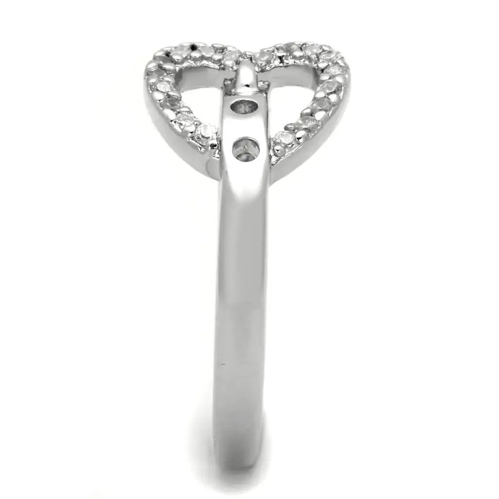 3W573 - Rhodium Brass Ring with AAA Grade CZ in Clear - Alamode - Flyclothing LLC