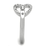 3W573 - Rhodium Brass Ring with AAA Grade CZ  in Clear - Alamode