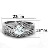 3W575 - Rhodium Brass Ring with AAA Grade CZ in Clear - Alamode - Flyclothing LLC