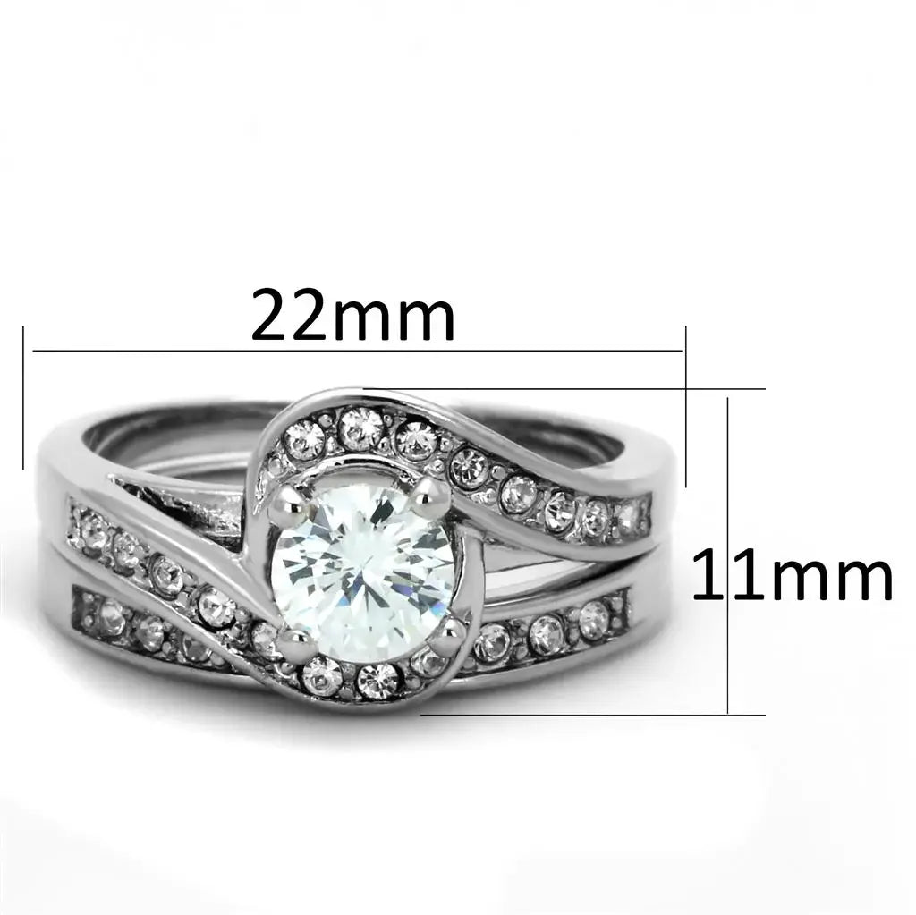 3W575 - Rhodium Brass Ring with AAA Grade CZ in Clear - Alamode - Flyclothing LLC