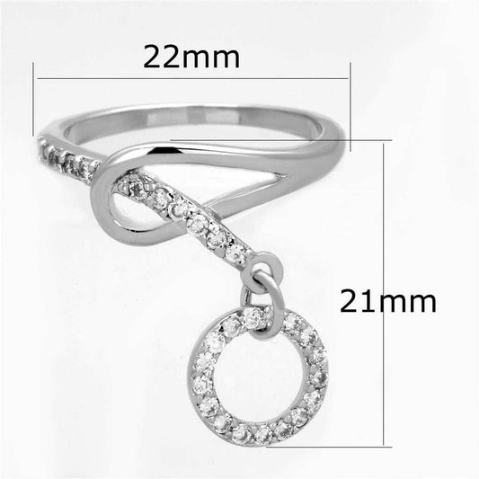 3W577 - Rhodium Brass Ring with AAA Grade CZ in Clear - Alamode - Flyclothing LLC