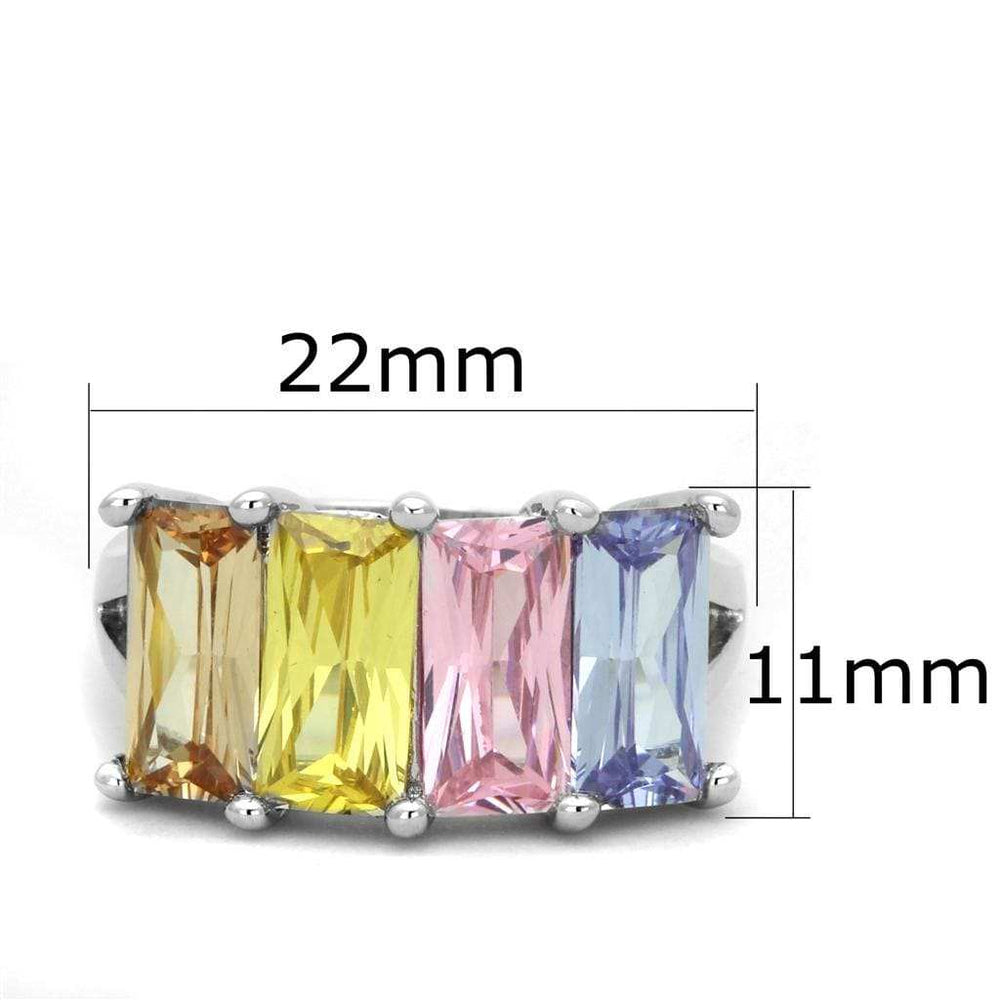Dana Cocktail Ring - Rhodium Brass, AAA CZ , Multi Color - 3W583 - Alamode - Flyclothing LLC