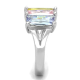 Dana Cocktail Ring - Rhodium Brass, AAA CZ , Multi Color - 3W583 - Alamode