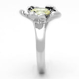 3W585 - Rhodium Brass Ring with AAA Grade CZ  in Citrine Yellow - Alamode