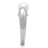 3W587 - Rhodium Brass Ring with Synthetic Pearl in White - Alamode - Flyclothing LLC