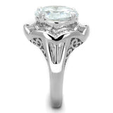 3W589 - Rhodium Brass Ring with AAA Grade CZ  in Clear - Alamode