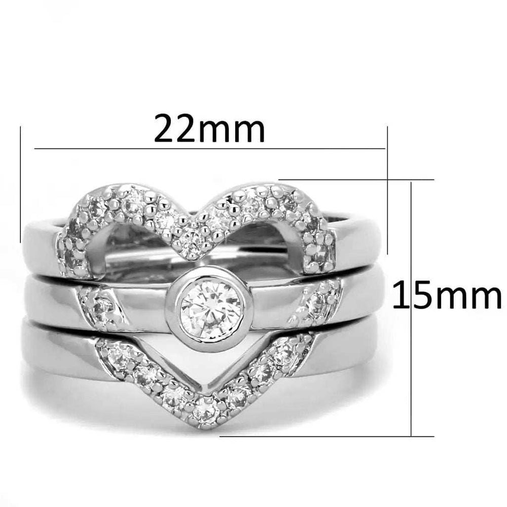 3W591 - Rhodium Brass Ring with AAA Grade CZ in Clear - Alamode - Flyclothing LLC