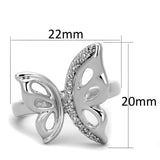 3W592 - Rhodium Brass Ring with AAA Grade CZ  in Clear - Alamode