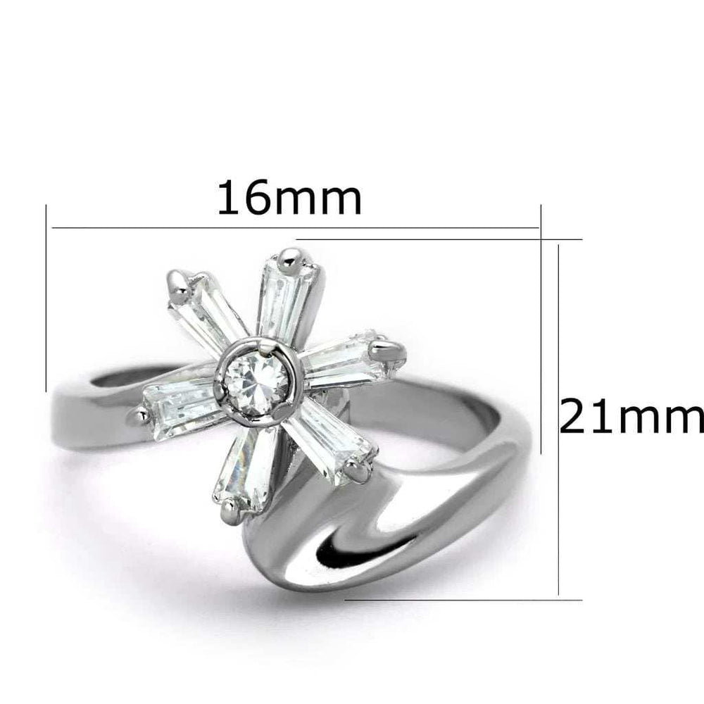3W593 - Rhodium Brass Ring with AAA Grade CZ in Clear - Alamode - Flyclothing LLC