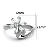 3W593 - Rhodium Brass Ring with AAA Grade CZ  in Clear - Alamode