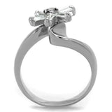 3W593 - Rhodium Brass Ring with AAA Grade CZ in Clear - Alamode - Flyclothing LLC