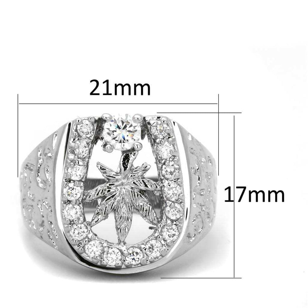 3W595 - Rhodium Brass Ring with AAA Grade CZ in Clear - Alamode - Flyclothing LLC