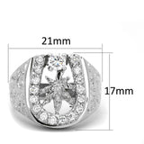 3W595 - Rhodium Brass Ring with AAA Grade CZ  in Clear - Alamode