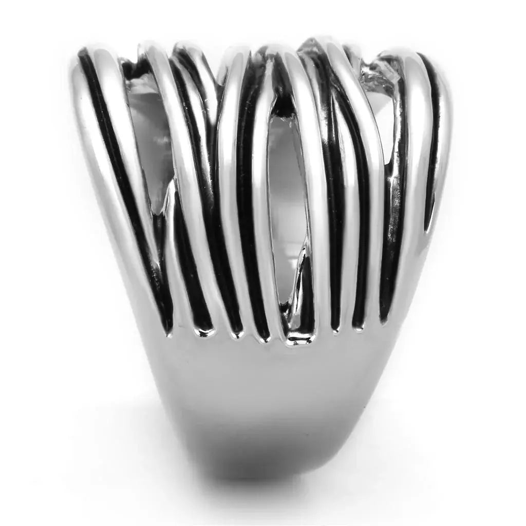 3W596 - Rhodium Brass Ring with Epoxy in Jet - Alamode - Flyclothing LLC