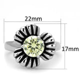 3W598 - Rhodium Brass Ring with AAA Grade CZ  in Citrine Yellow - Alamode