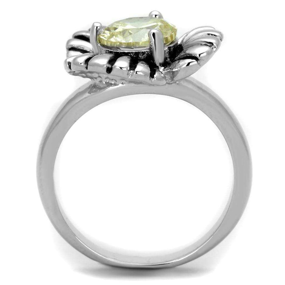 3W598 - Rhodium Brass Ring with AAA Grade CZ in Citrine Yellow - Alamode - Flyclothing LLC