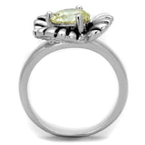 3W598 - Rhodium Brass Ring with AAA Grade CZ  in Citrine Yellow - Alamode