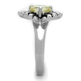 3W598 - Rhodium Brass Ring with AAA Grade CZ  in Citrine Yellow - Alamode