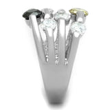 3W605 - Rhodium Brass Ring with AAA Grade CZ in Multi Color - Alamode - Flyclothing LLC