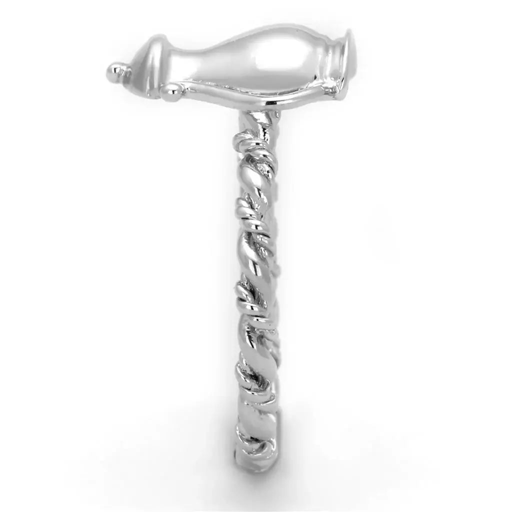 3W607 - Rhodium Brass Ring with No Stone - Alamode - Flyclothing LLC