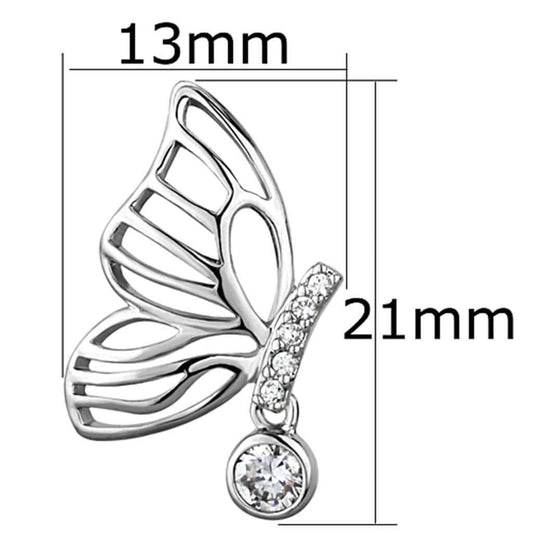3W618 - Rhodium Brass Earrings with AAA Grade CZ in Clear - Alamode - Flyclothing LLC
