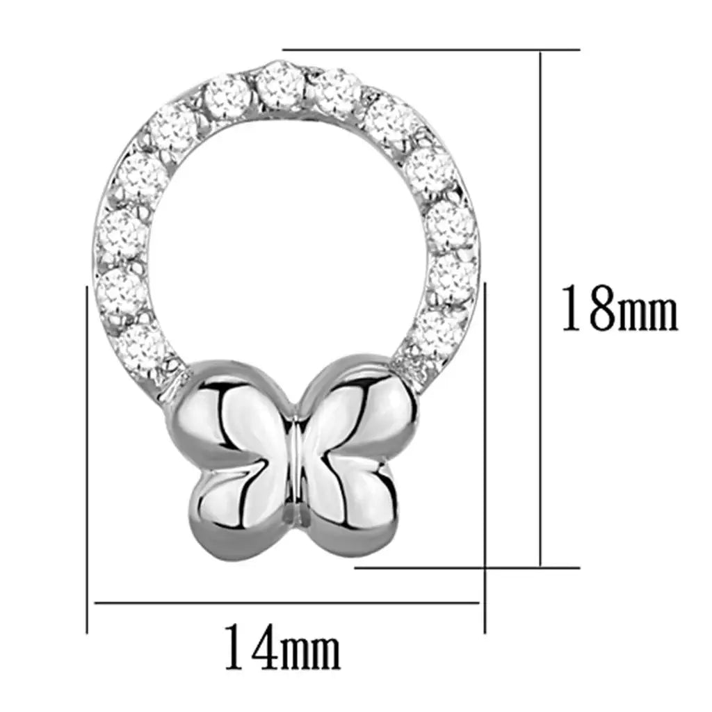 3W620 - Rhodium Brass Earrings with AAA Grade CZ in Clear - Alamode - Flyclothing LLC