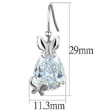 3W622 - Rhodium Brass Earrings with AAA Grade CZ in Clear - Alamode - Flyclothing LLC