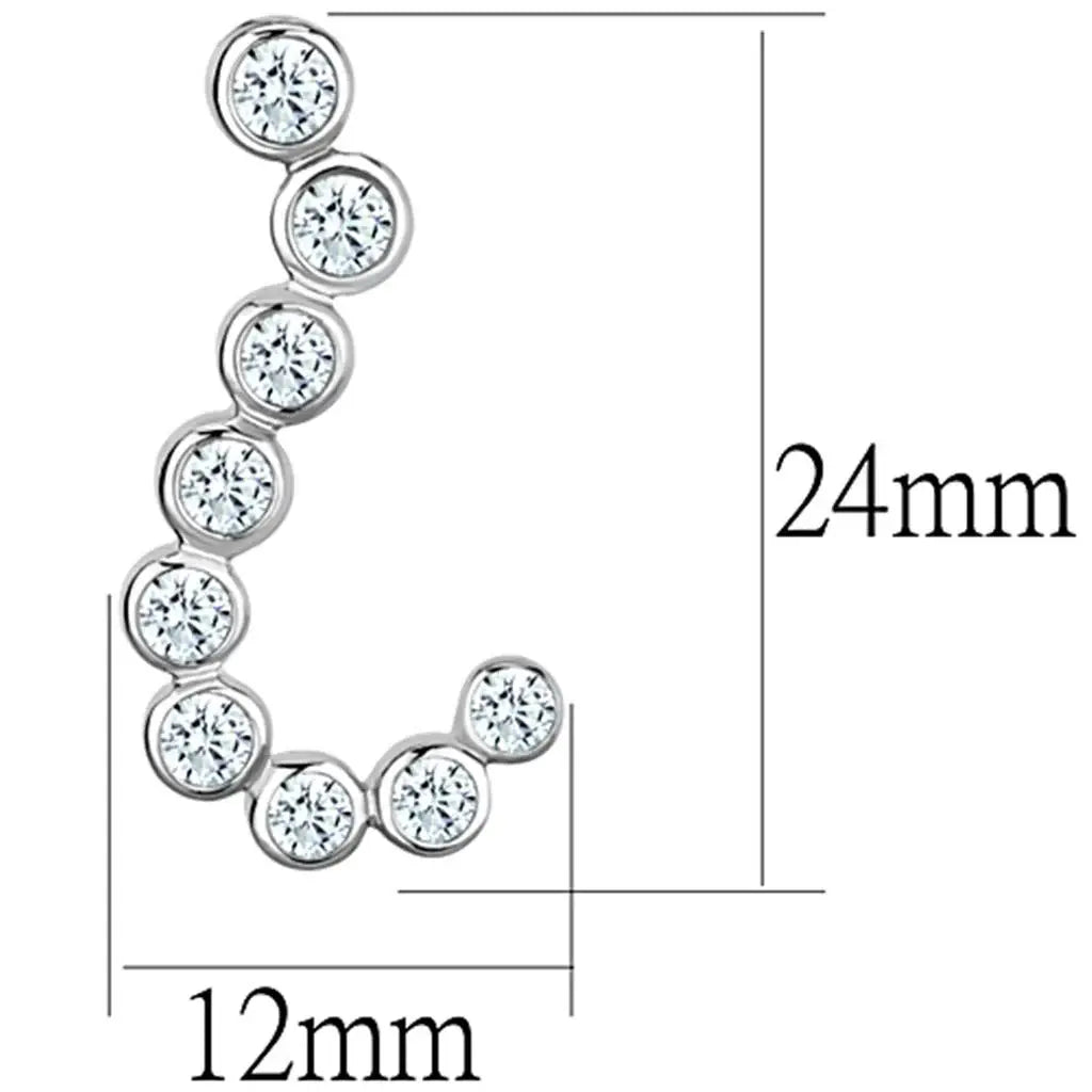 3W624 - Rhodium Brass Earrings with AAA Grade CZ in Clear - Alamode - Flyclothing LLC