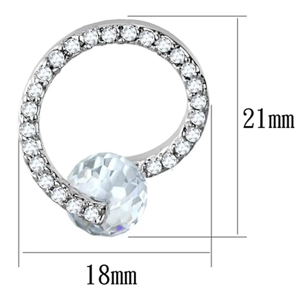 3W626 - Rhodium Brass Earrings with AAA Grade CZ in Clear - Alamode - Flyclothing LLC