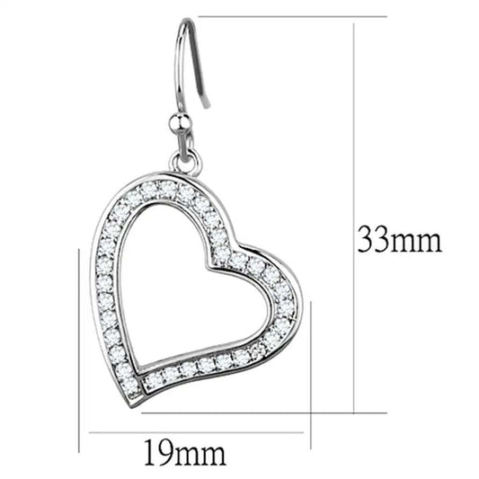 3W628 - Rhodium Brass Earrings with AAA Grade CZ in Clear - Alamode - Flyclothing LLC