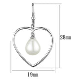 3W630 - Rhodium Brass Earrings with Semi-Precious Pearl in White - Alamode - Flyclothing LLC