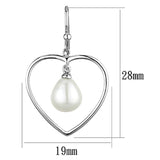 3W630 - Rhodium Brass Earrings with Semi-Precious Pearl in White - Alamode