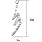 3W632 - Rhodium Brass Earrings with AAA Grade CZ  in Clear - Alamode