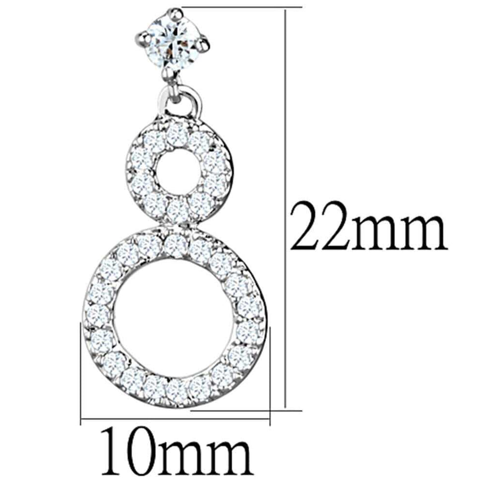 3W639 - Rhodium Brass Earrings with AAA Grade CZ in Clear - Alamode - Flyclothing LLC